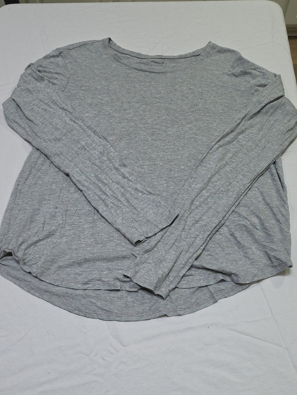 Cotton Modal Vince Light Heather Gray Long Sleeve Crewneck Top